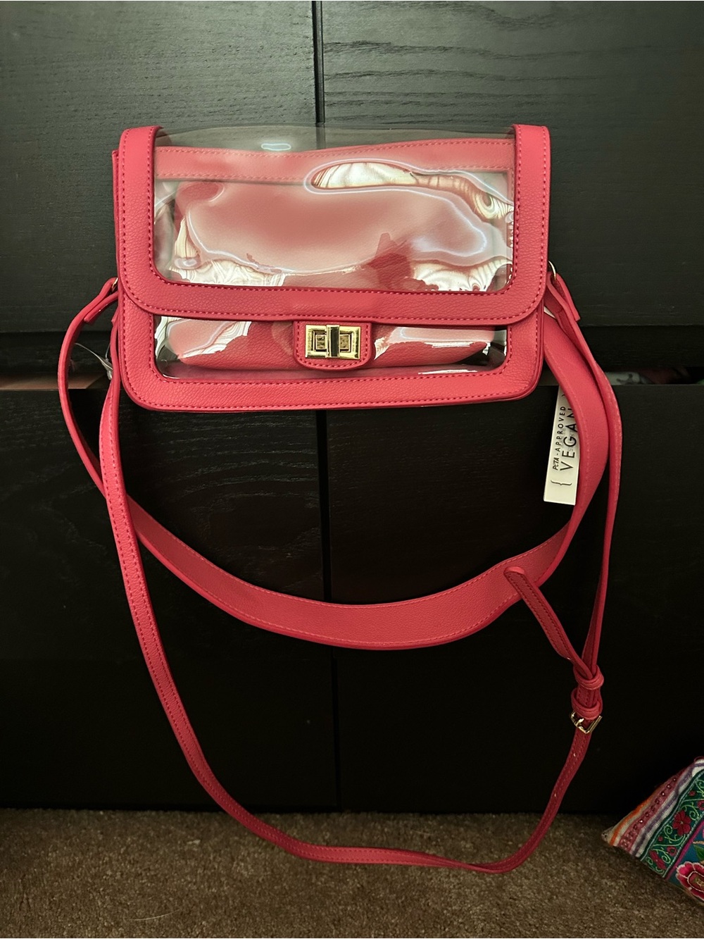 Clear Panel Pink Crossbody Shoulder Bag